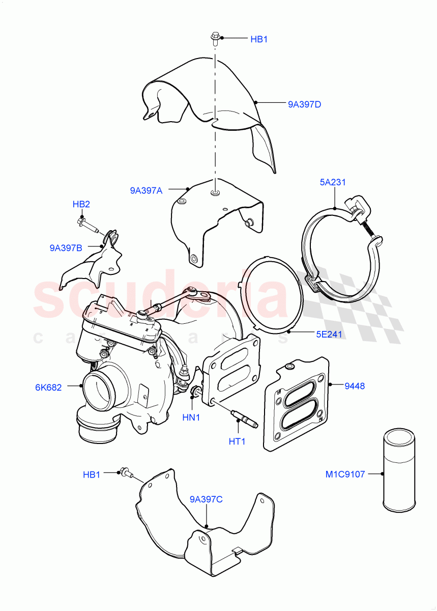 Turbocharger (Solihull Plant Build) (2.0L I4 High DOHC AJ200 Petrol, 2.0L AJ200P Hi PHEV, 2.0L I4 Mid DOHC AJ200 Petrol) ((V) FROMHA000001) of Land Rover Land Rover Range Rover Sport (2014+) [2.0 Turbo Petrol AJ200P]