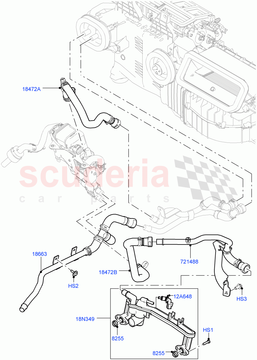 Heater Hoses(Front)(5.0L P AJ133 DOHC CDA S/C Enhanced,Park Heating With Remote Control,5.0 Petrol AJ133 DOHC CDA,With Park Heating)((V)FROMJA000001,(V)TOJA999999) of Land Rover Land Rover Range Rover (2012-2021) [3.0 DOHC GDI SC V6 Petrol]