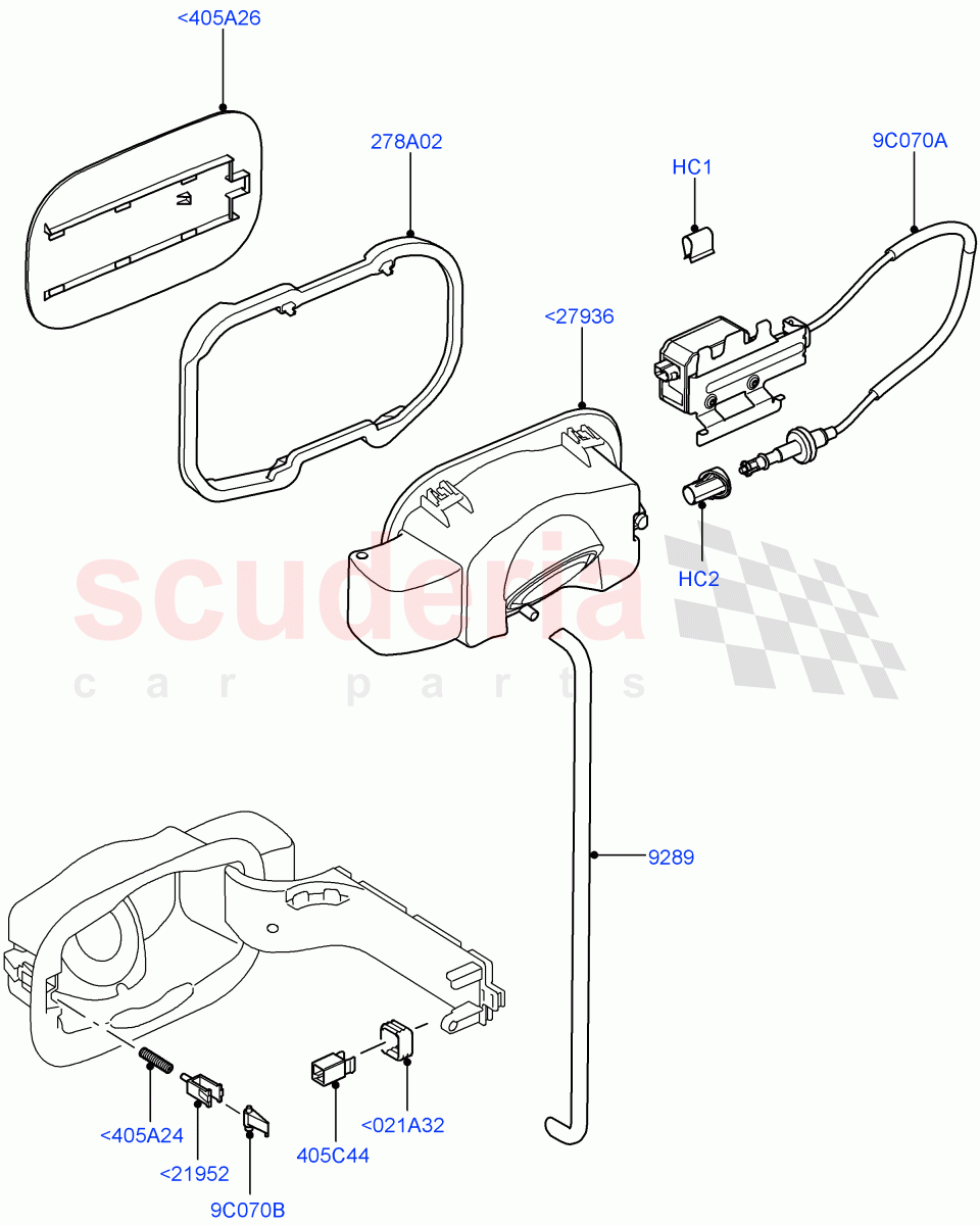 Fuel Tank Filler Door And Controls((V)TO9A999999) of Land Rover Land Rover Range Rover Sport (2005-2009) [4.2 Petrol V8 Supercharged]