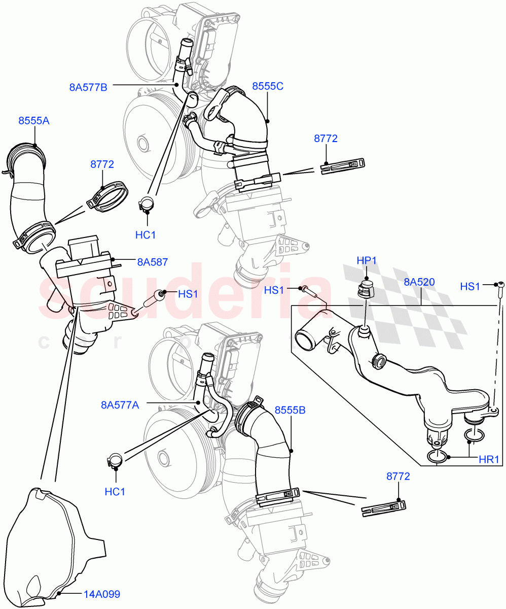 Thermostat/Housing & Related Parts (5.0L OHC SGDI NA V8 Petrol - AJ133) ((V) FROMAA000001) of Land Rover Land Rover Range Rover Sport (2010-2013) [5.0 OHC SGDI NA V8 Petrol]