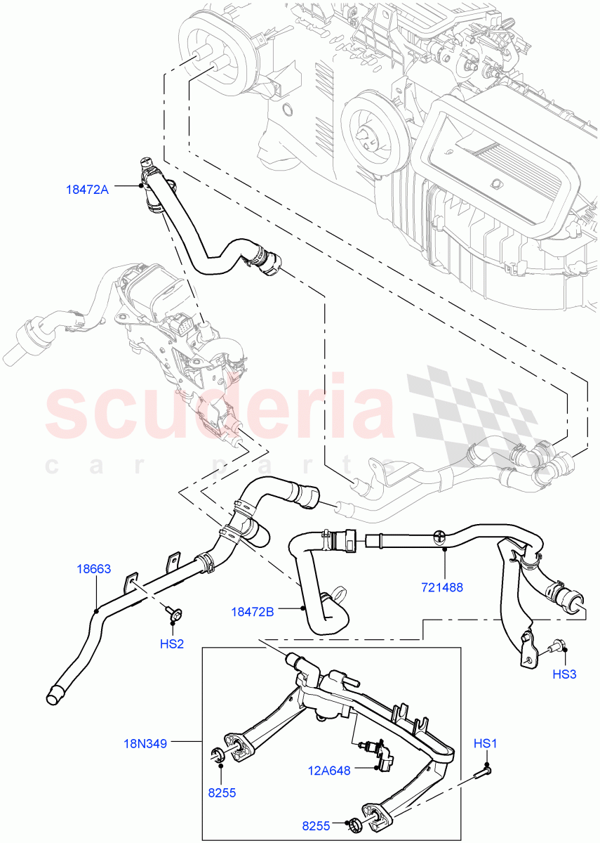 Heater Hoses(Front)(3.0L DOHC GDI SC V6 PETROL,Park Heating With Remote Control,With Park Heating)((V)FROMJA000001,(V)TOJA999999) of Land Rover Land Rover Range Rover Sport (2014+) [3.0 I6 Turbo Diesel AJ20D6]