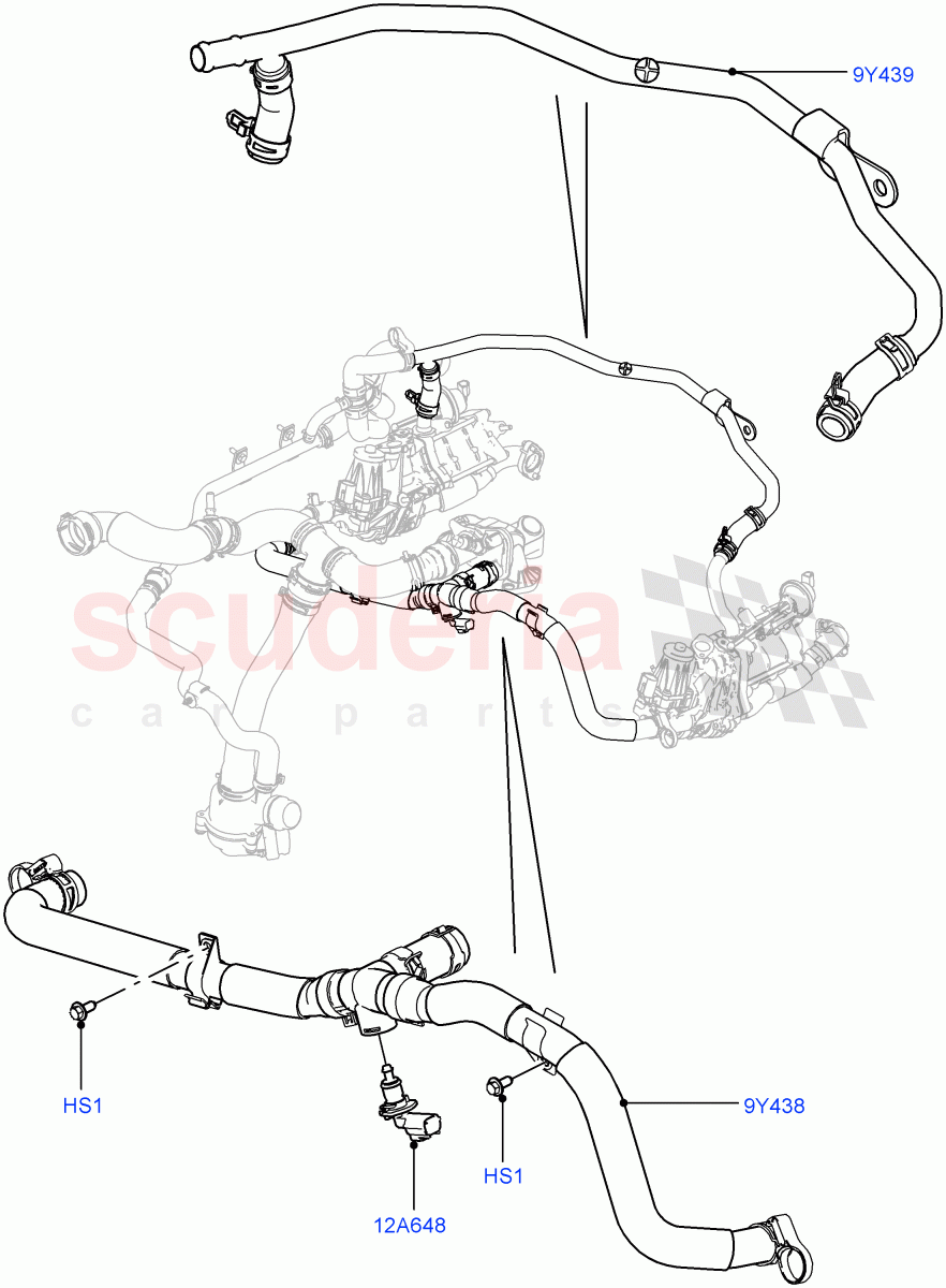 EGR Cooling System (Solihull Plant Build) (3.0L 24V V6 Turbo Diesel Std Flow, 3.0 V6 D Low MT ROW, 3.0L 24V DOHC V6 TC Diesel) ((V) FROMAA000001) of Land Rover Land Rover Discovery 5 (2017+) [3.0 Diesel 24V DOHC TC]