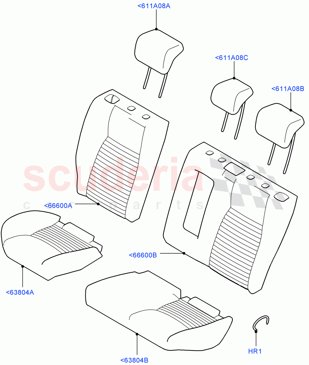 Rear Seat Covers(Windsor Leather,Halewood (UK),With 60/40 Split - Folding Rr Seat)((V)FROMLH000001) of Land Rover Land Rover Discovery Sport (2015+) [1.5 I3 Turbo Petrol AJ20P3]