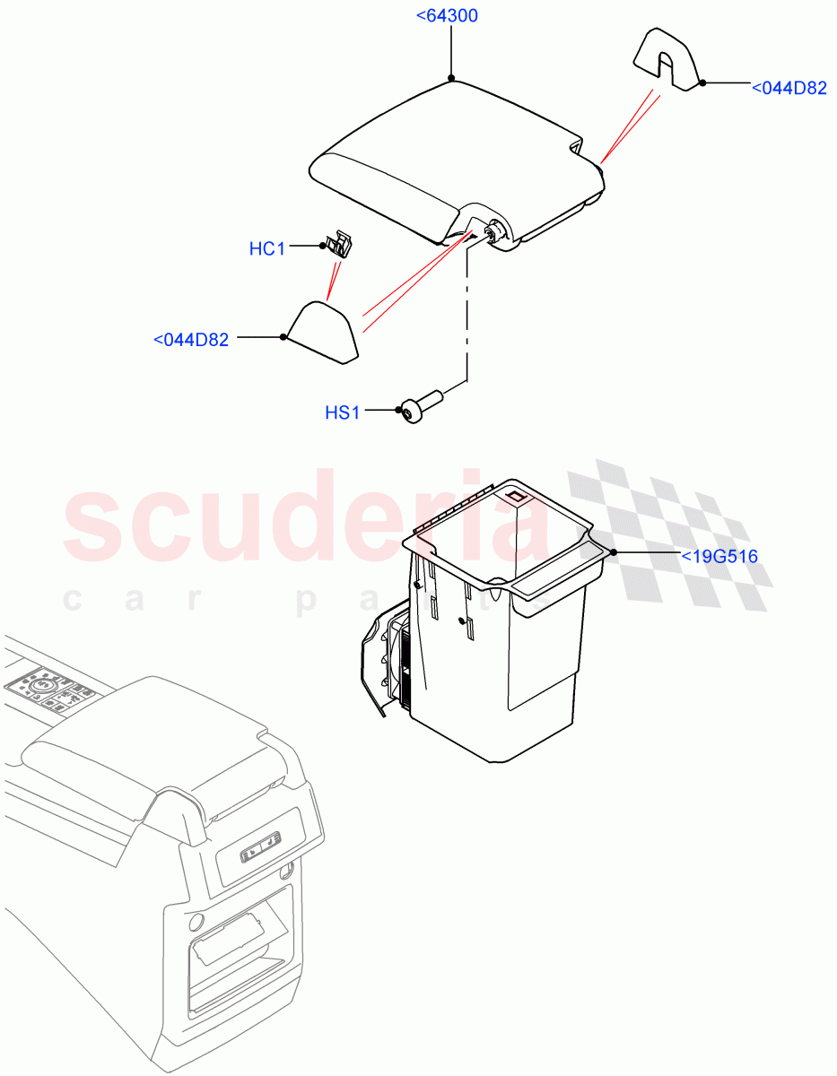 Console - Floor(For Stowage Boxes And Lids, Solihull Plant Build)((V)FROMHA000001) of Land Rover Land Rover Discovery 5 (2017+) [2.0 Turbo Diesel]