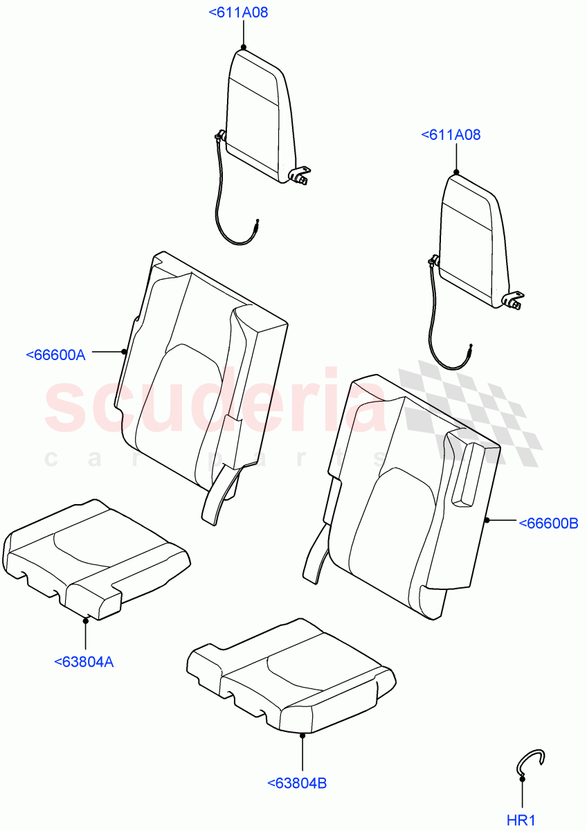 Rear Seat Covers(Standard Wheelbase,Windsor Perforated/Windsor/Windsor,With 3rd Row Double Seat) of Land Rover Land Rover Defender (2020+) [2.0 Turbo Diesel]