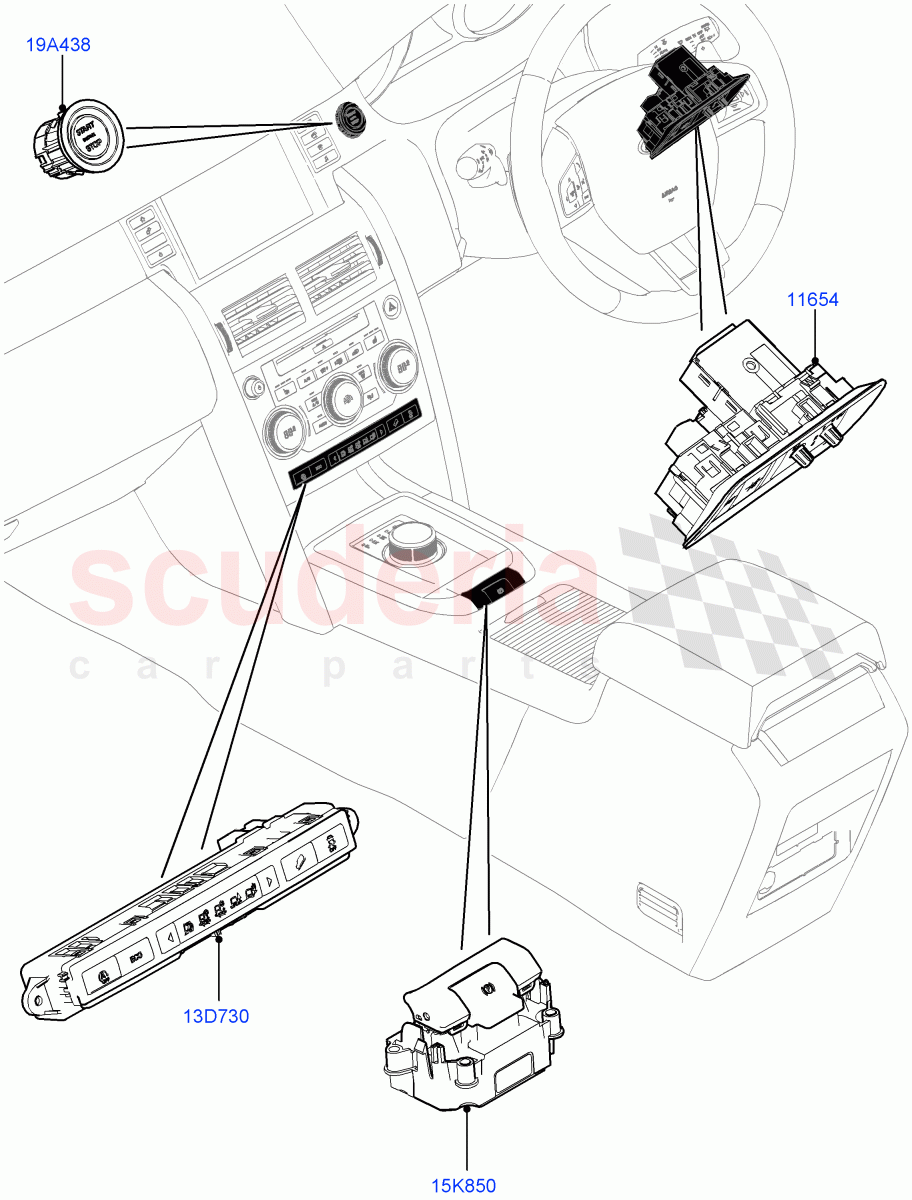 Switches(Facia And Console)(Itatiaia (Brazil))((V)FROMGT000001) of Land Rover Land Rover Discovery Sport (2015+) [1.5 I3 Turbo Petrol AJ20P3]