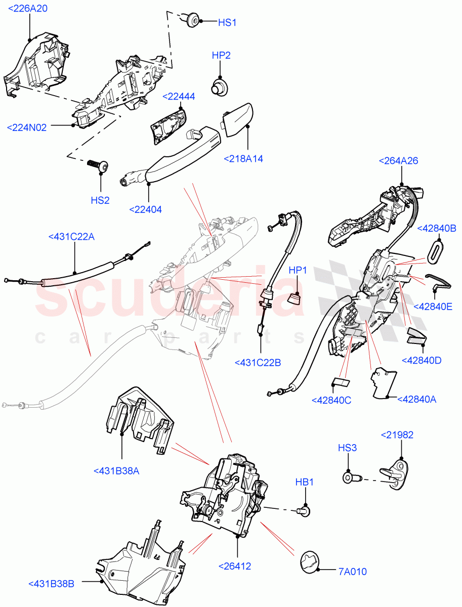 Rear Door Lock Controls(Nitra Plant Build)((V)FROMK2000001) of Land Rover Land Rover Discovery 5 (2017+) [2.0 Turbo Petrol AJ200P]