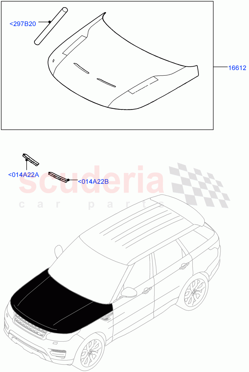 Hood And Related Parts(Bonnet - Body Colour Carbon Fibre,Bonnet - Exposed Carbon Fibre)((V)FROMJA000001) of Land Rover Land Rover Range Rover Sport (2014+) [3.0 Diesel 24V DOHC TC]