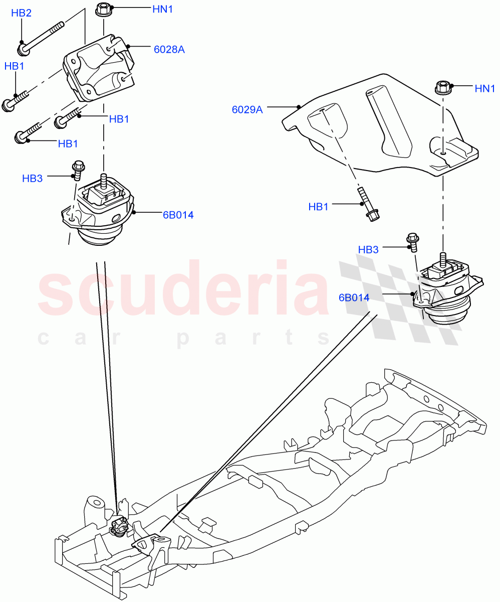 Engine Mounting(AJ Petrol 4.4 V8 EFI (220KW),AJ Petrol 4.2 V8 Supercharged)((V)TO9A999999) of Land Rover Land Rover Range Rover Sport (2005-2009) [4.2 Petrol V8 Supercharged]