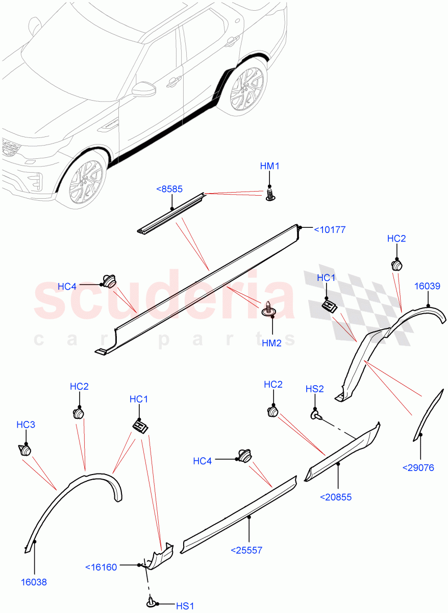 Body Mouldings(Solihull Plant Build)((V)FROMHA000001) of Land Rover Land Rover Discovery 5 (2017+) [2.0 Turbo Petrol AJ200P]