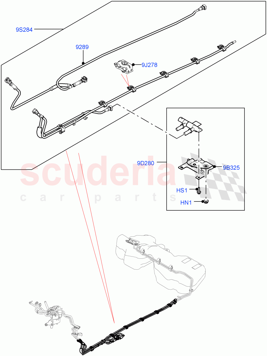 Fuel Lines(Rear)(2.0L AJ21D4 Diesel Mid,Less Diesel Fuel Cooler)((V)FROMNA000001) of Land Rover Land Rover Range Rover Velar (2017+) [2.0 Turbo Diesel AJ21D4]