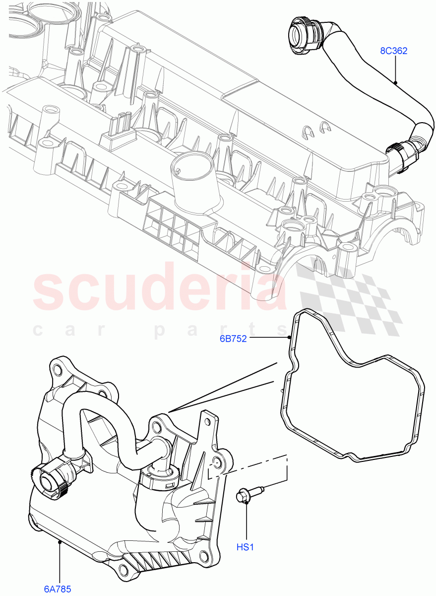 Emission Control - Crankcase(2.0L 16V TIVCT T/C 240PS Petrol,Itatiaia (Brazil))((V)FROMGT000001) of Land Rover Land Rover Range Rover Evoque (2012-2018) [2.0 Turbo Petrol GTDI]