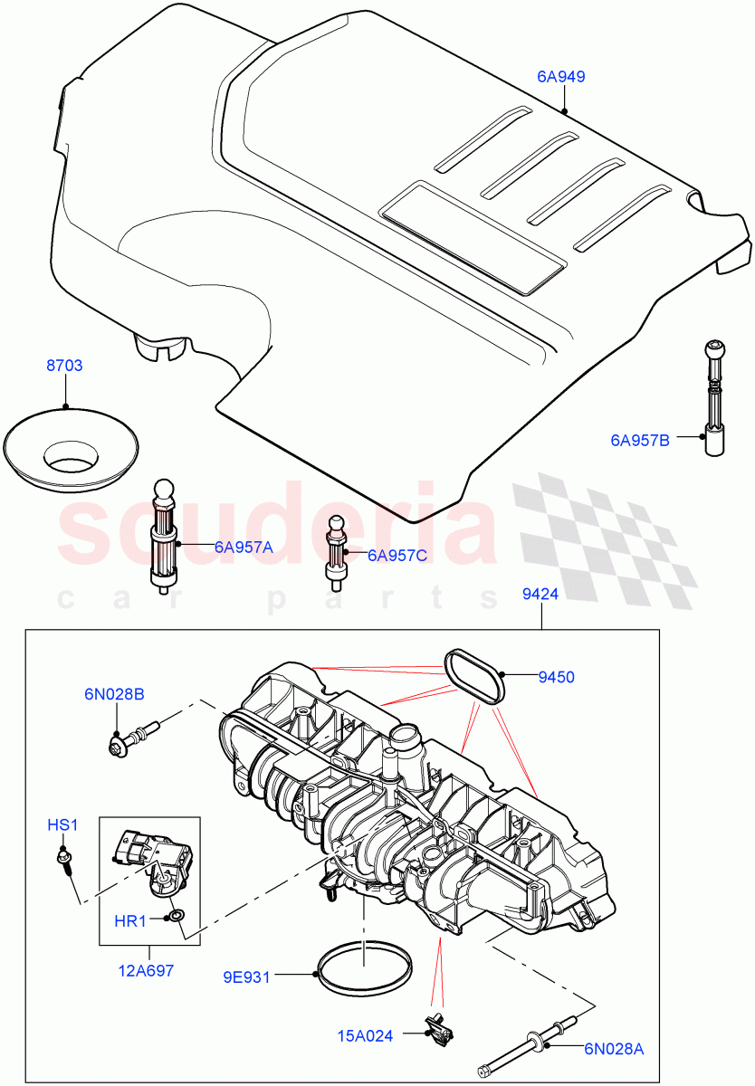 Inlet Manifold(2.0L AJ20P4 Petrol Mid PTA,Itatiaia (Brazil),2.0L AJ20P4 Petrol E100 PTA,2.0L AJ20P4 Petrol High PTA) of Land Rover Land Rover Range Rover Evoque (2019+) [2.0 Turbo Petrol AJ200P]