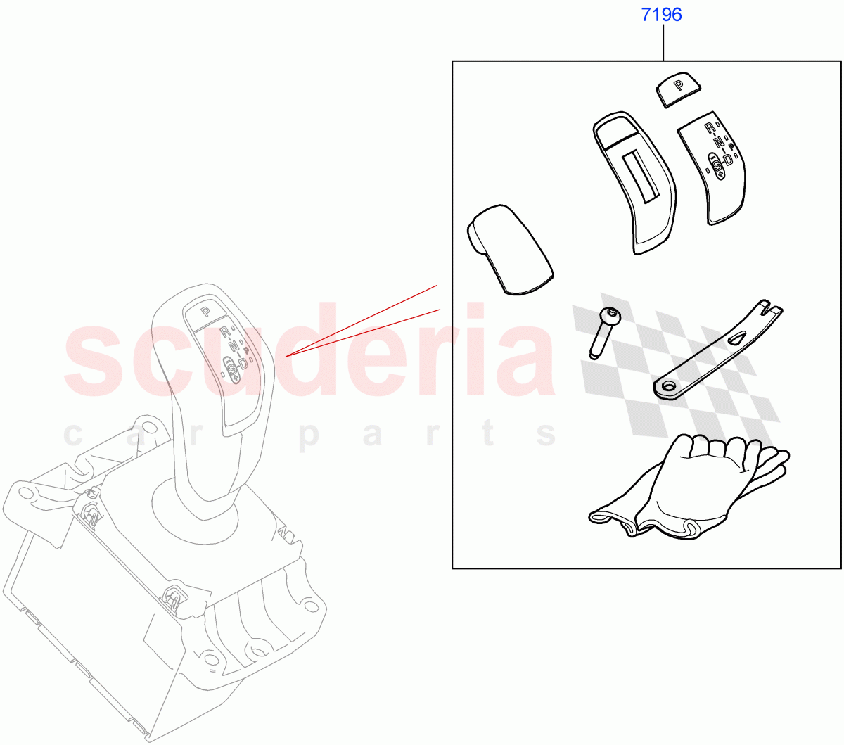 Gear Change-Automatic Transmission(Gear Shift Trigger Kit, Nitra Plant Build)(2.0L I4 DSL HIGH DOHC AJ200,8 Speed Auto Trans ZF 8HP70 4WD,5.0 Petrol AJ133 DOHC CDA) of Land Rover Land Rover Defender (2020+) [2.0 Turbo Petrol AJ200P]