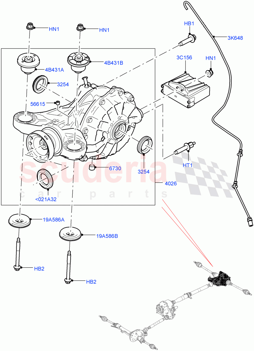 Rear Axle(3.0 V6 Diesel Electric Hybrid Eng,8 Speed Auto Trans ZF 8HP70 HEV 4WD,Rear Axle Open Style Differential,3.0 V6 D Gen2 Twin Turbo)((V)FROMEA000001) of Land Rover Land Rover Range Rover (2012-2021) [3.0 I6 Turbo Petrol AJ20P6]