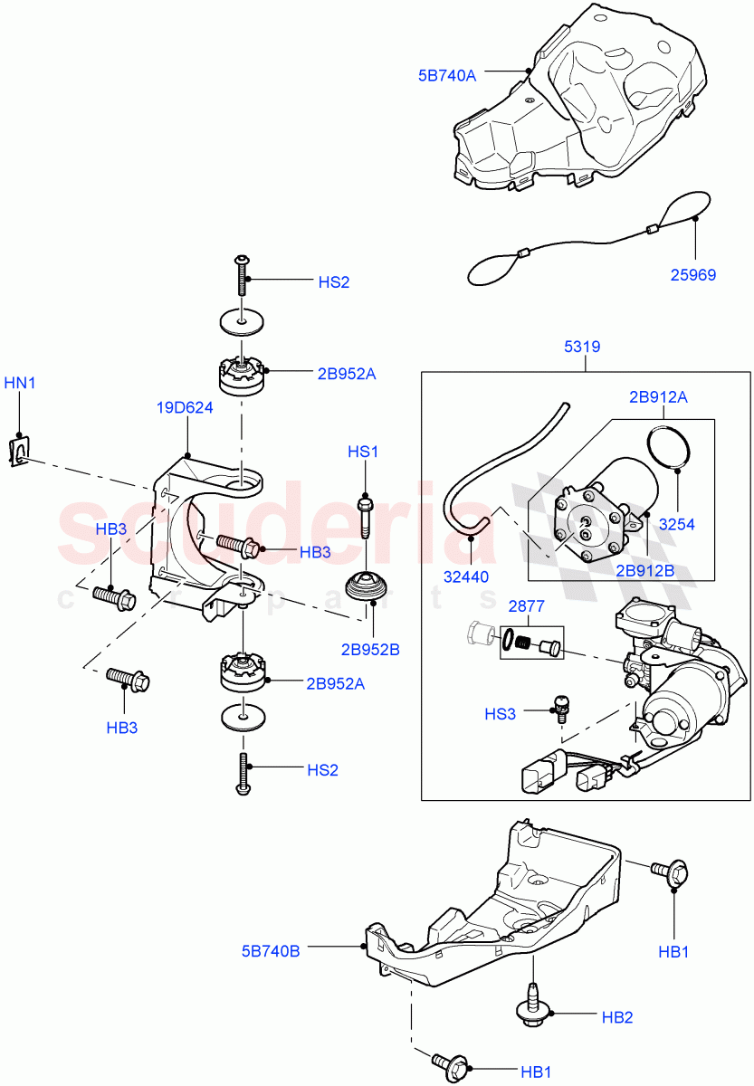 Air Suspension Compressor And Lines('Hitachi' Compressor, Compressor Assy)(With Four Corner Air Suspension)((V)FROMCA603540,(V)TOCA639077) of Land Rover Land Rover Discovery 4 (2010-2016) [4.0 Petrol V6]