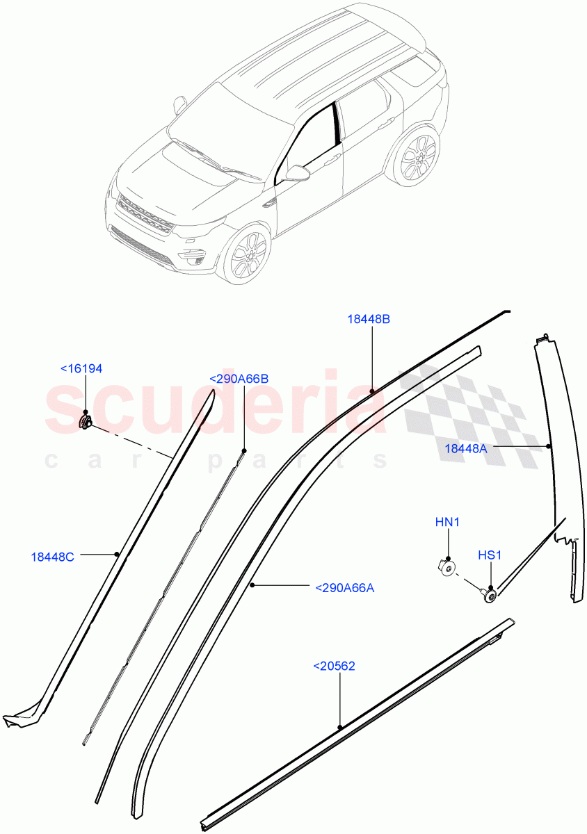 Front Doors, Hinges & Weatherstrips (Finishers) (Itatiaia (Brazil)) ((V) FROMGT000001) of Land Rover Land Rover Discovery Sport (2015+) [1.5 I3 Turbo Petrol AJ20P3]