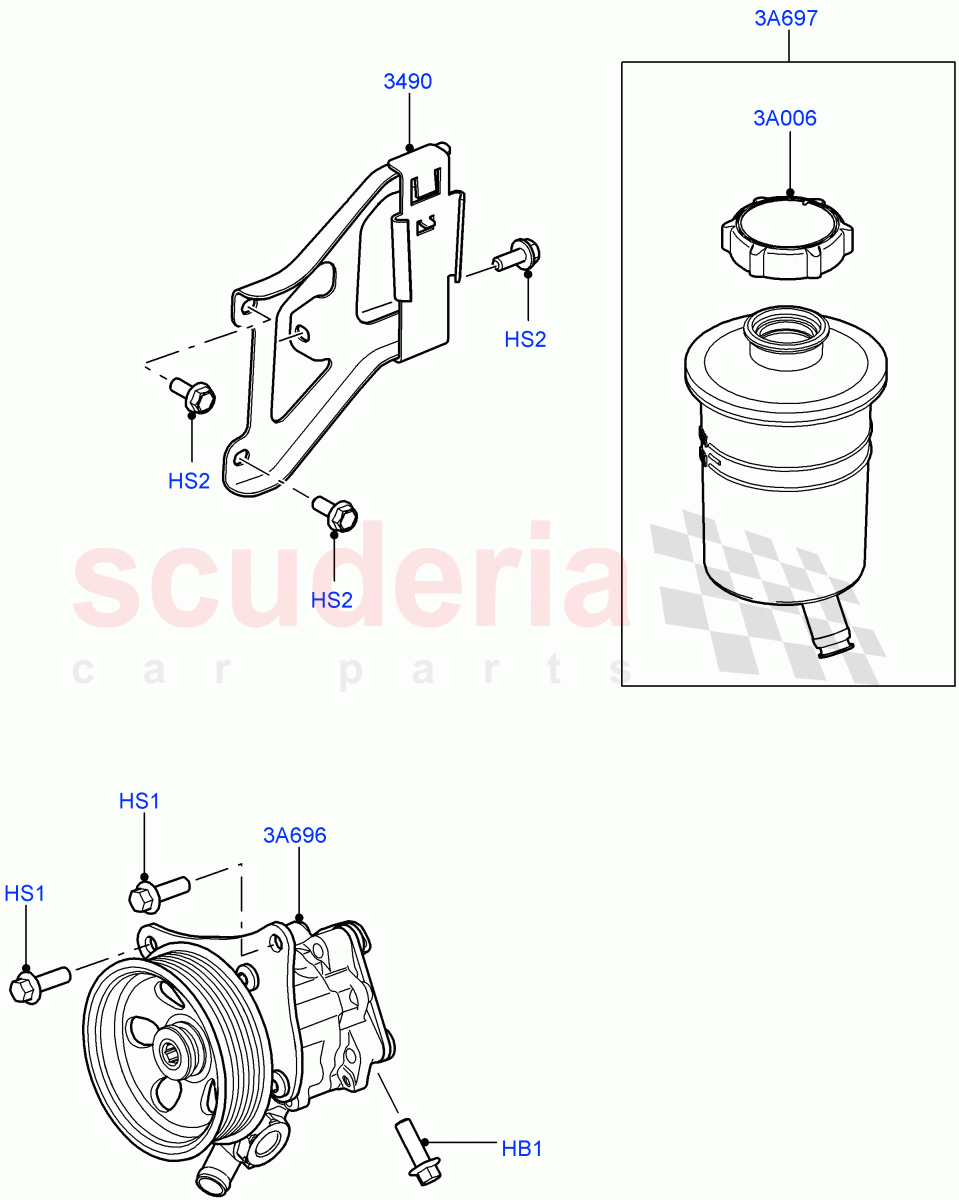 Power Steering Pump Mounting(4.4L DOHC DITC V8 Diesel)((V)FROMBA000001) of Land Rover Land Rover Range Rover (2010-2012) [5.0 OHC SGDI NA V8 Petrol]