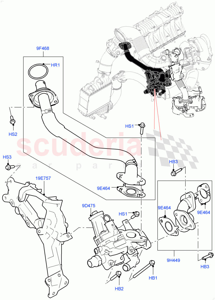 Exhaust Gas Recirculation(High Pressure EGR)(2.0L I4 DSL MID DOHC AJ200,Itatiaia (Brazil),2.0L I4 DSL HIGH DOHC AJ200)((V)FROMGT000001) of Land Rover Land Rover Discovery Sport (2015+) [2.0 Turbo Diesel]