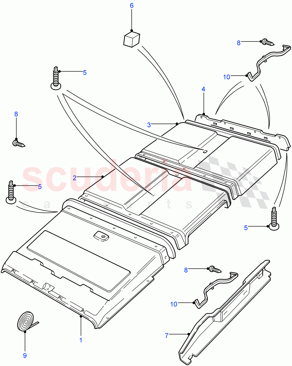 Roof Trim(Station Wagon - 5 Door,110" Wheelbase,Station Wagon - 3 Door,90" Wheelbase)((V)FROM7A000001) of Land Rover Land Rover Defender (2007-2016)