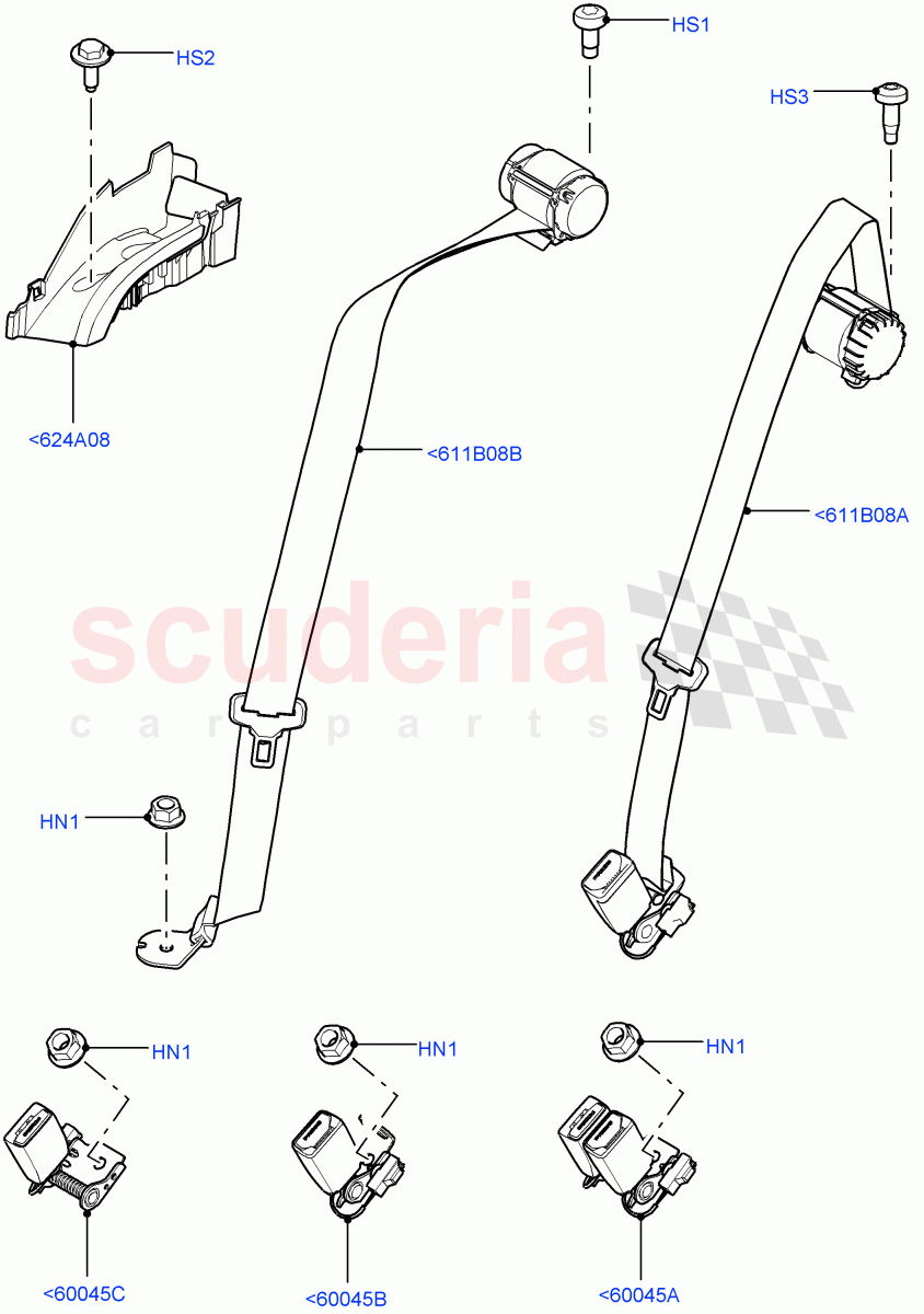 Rear Seat Belts(Itatiaia (Brazil))((V)FROMGT000001) of Land Rover Land Rover Range Rover Evoque (2012-2018) [2.0 Turbo Diesel]