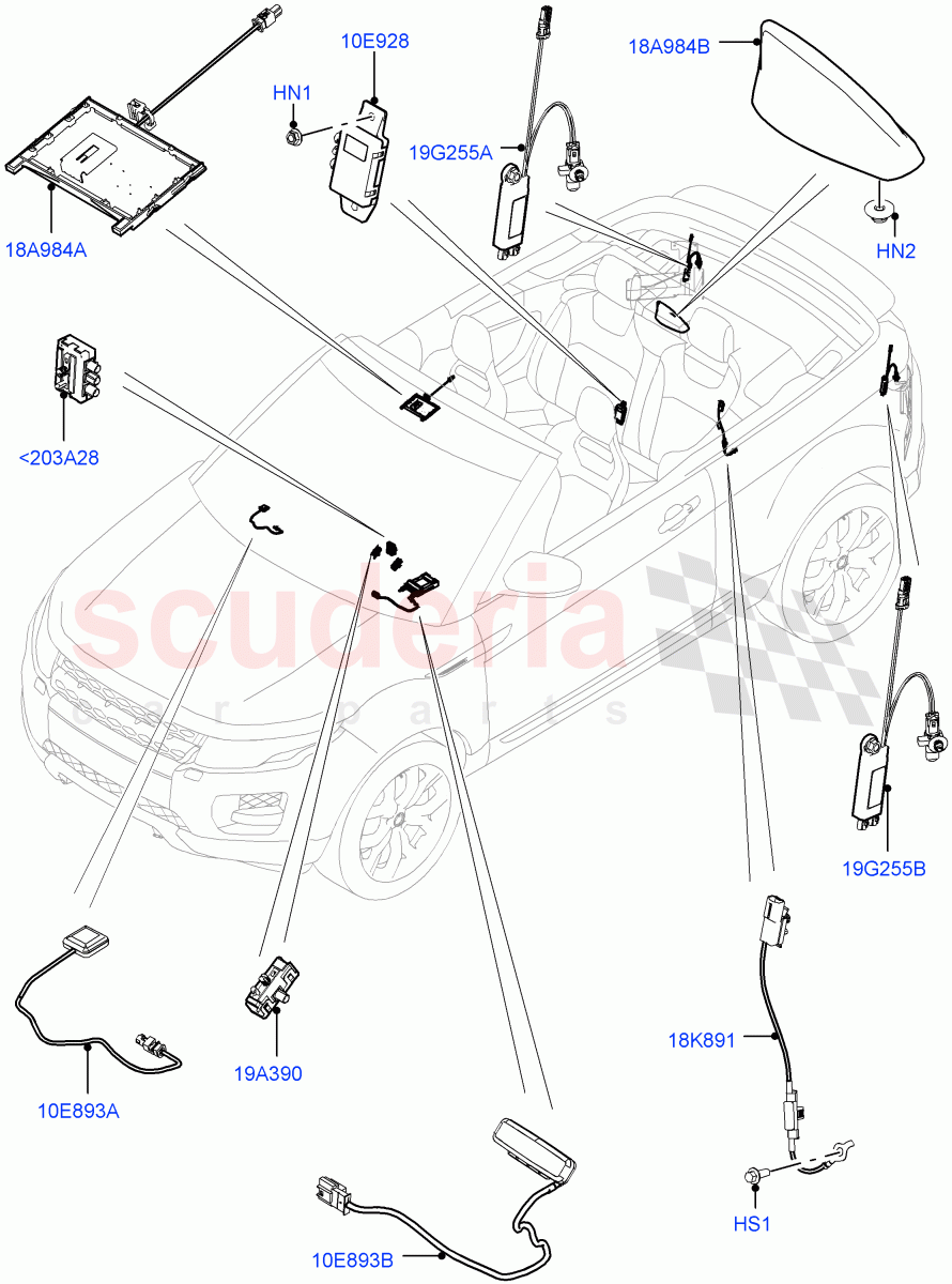 Aerial(2 Door Convertible,Halewood (UK))((V)FROMGH000001) of Land Rover Land Rover Range Rover Evoque (2012-2018) [2.0 Turbo Diesel]