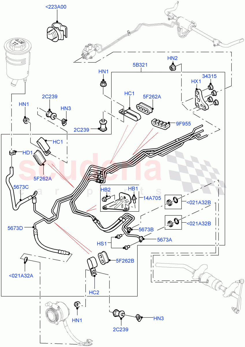 Active Anti-Roll Bar System (Front, ARC Pipes) (3.6L V8 32V DOHC EFi Diesel Lion, With Roll Stability Control) ((V) FROM7A000001, (V) TO9A999999) of Land Rover Land Rover Range Rover Sport (2005-2009) [4.4 AJ Petrol V8]