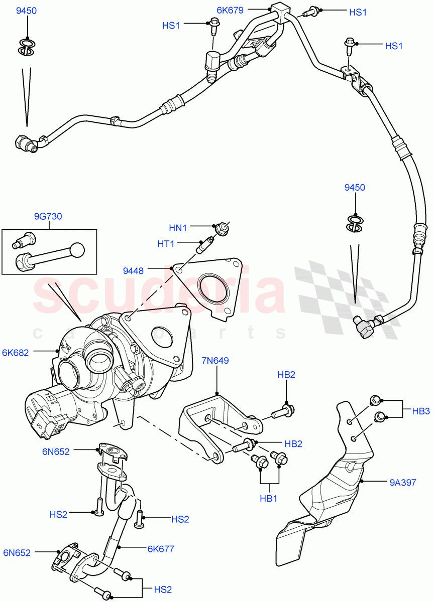 Turbocharger(LH)(3.6L V8 32V DOHC EFi Diesel Lion)((V)FROMAA000001) of Land Rover Land Rover Range Rover (2010-2012) [3.6 V8 32V DOHC EFI Diesel]