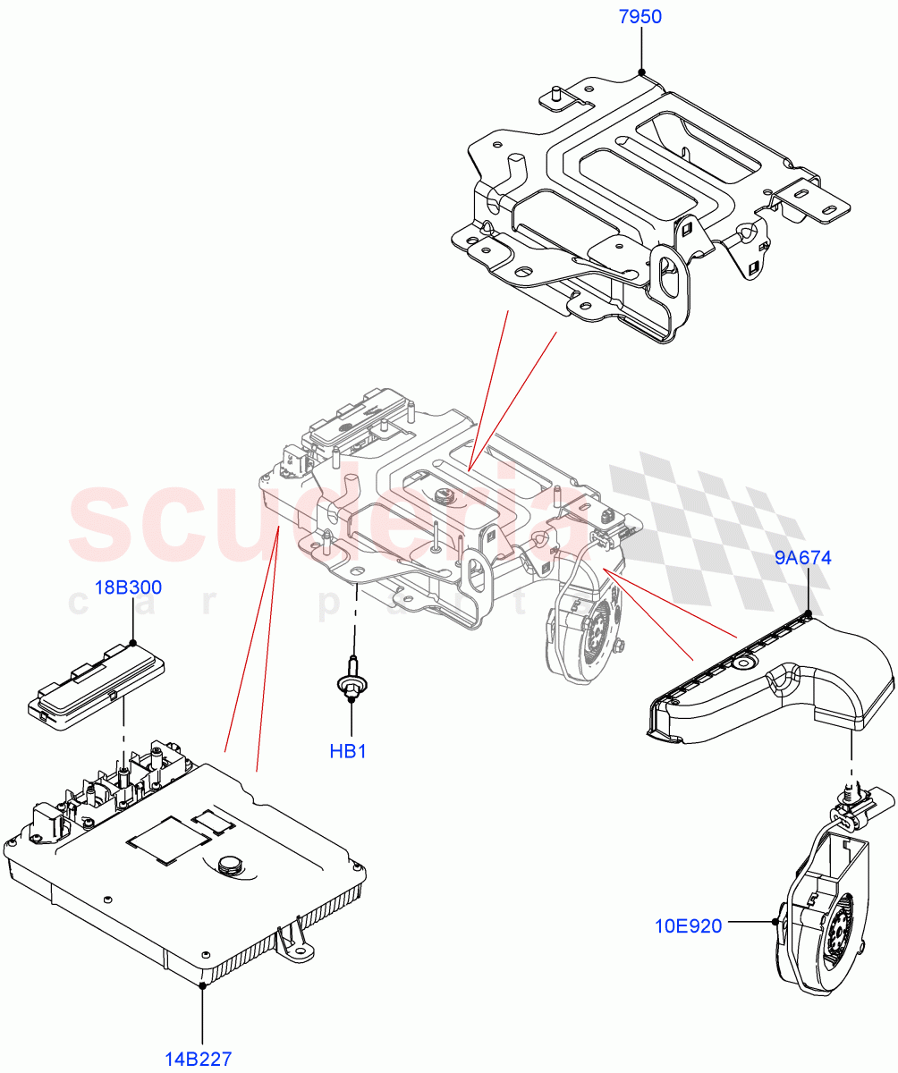 Hybrid Electrical Modules(MHEV Converter, Cooling Duct And Fans)(Electric Engine Battery-MHEV)((V)FROMMA000001) of Land Rover Land Rover Range Rover Velar (2017+) [2.0 Turbo Petrol AJ200P]