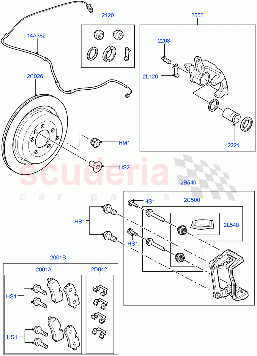 Rear Brake Discs And Calipers(5.0L OHC SGDI NA V8 Petrol - AJ133,3.0L 24V DOHC V6 TC Diesel,3.6L V8 32V DOHC EFi Diesel Lion)((V)FROMAA257941) of Land Rover Land Rover Range Rover Sport (2010-2013) [5.0 OHC SGDI NA V8 Petrol]