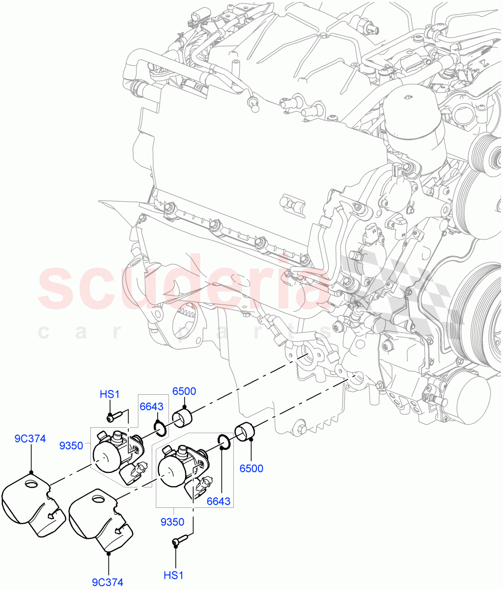 Fuel Injection Pump-Engine Mounted (Nitra Plant Build) (3.0L DOHC GDI SC V6 PETROL) ((V) FROMK2000001) of Land Rover Land Rover Discovery 5 (2017+) [3.0 DOHC GDI SC V6 Petrol]