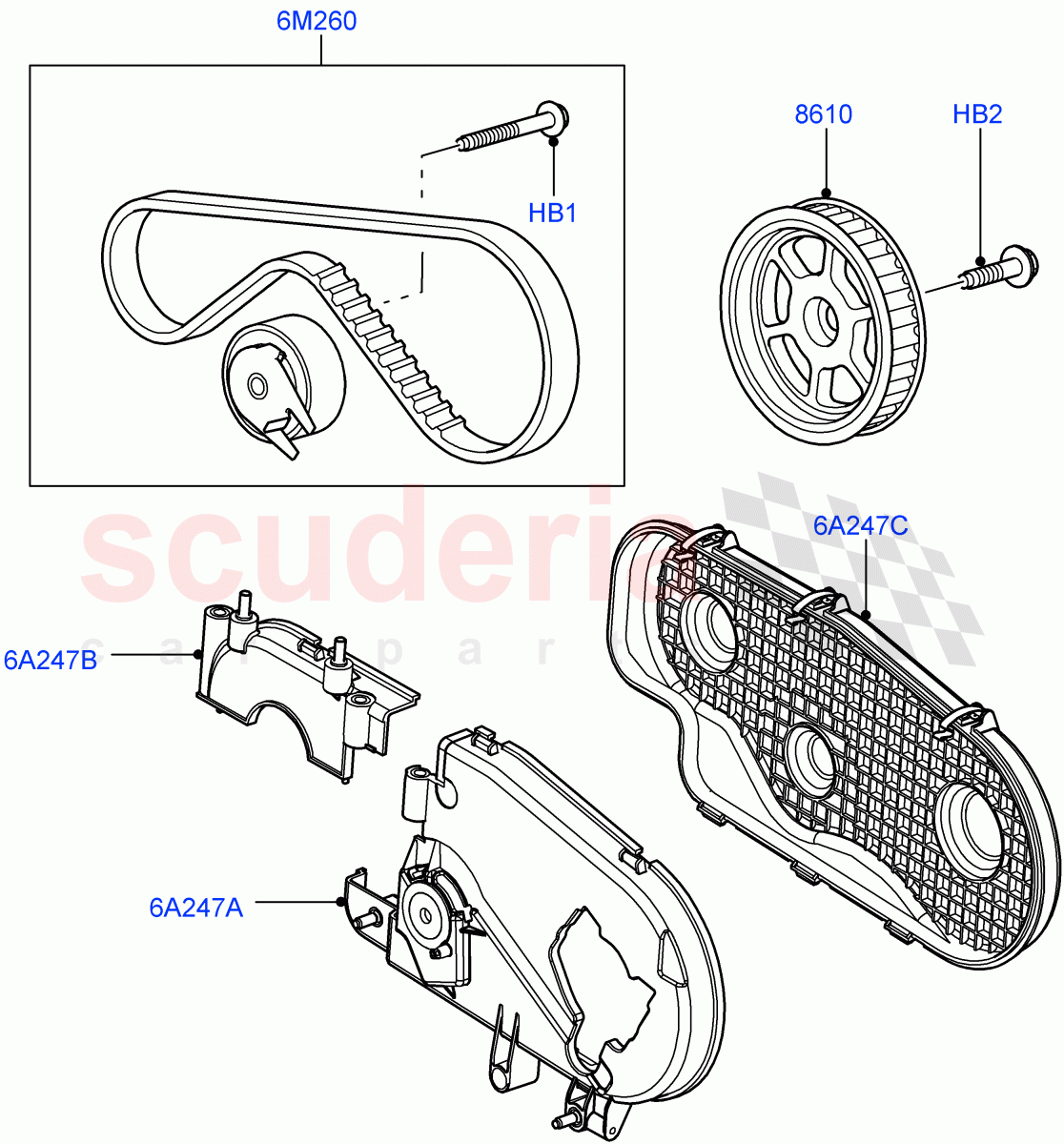 Pulleys And Drive Belts (Rear) (Lion Diesel 2.7 V6 (140KW)) ((V) FROMAA000001) of Land Rover Land Rover Discovery 4 (2010-2016) [2.7 Diesel V6]