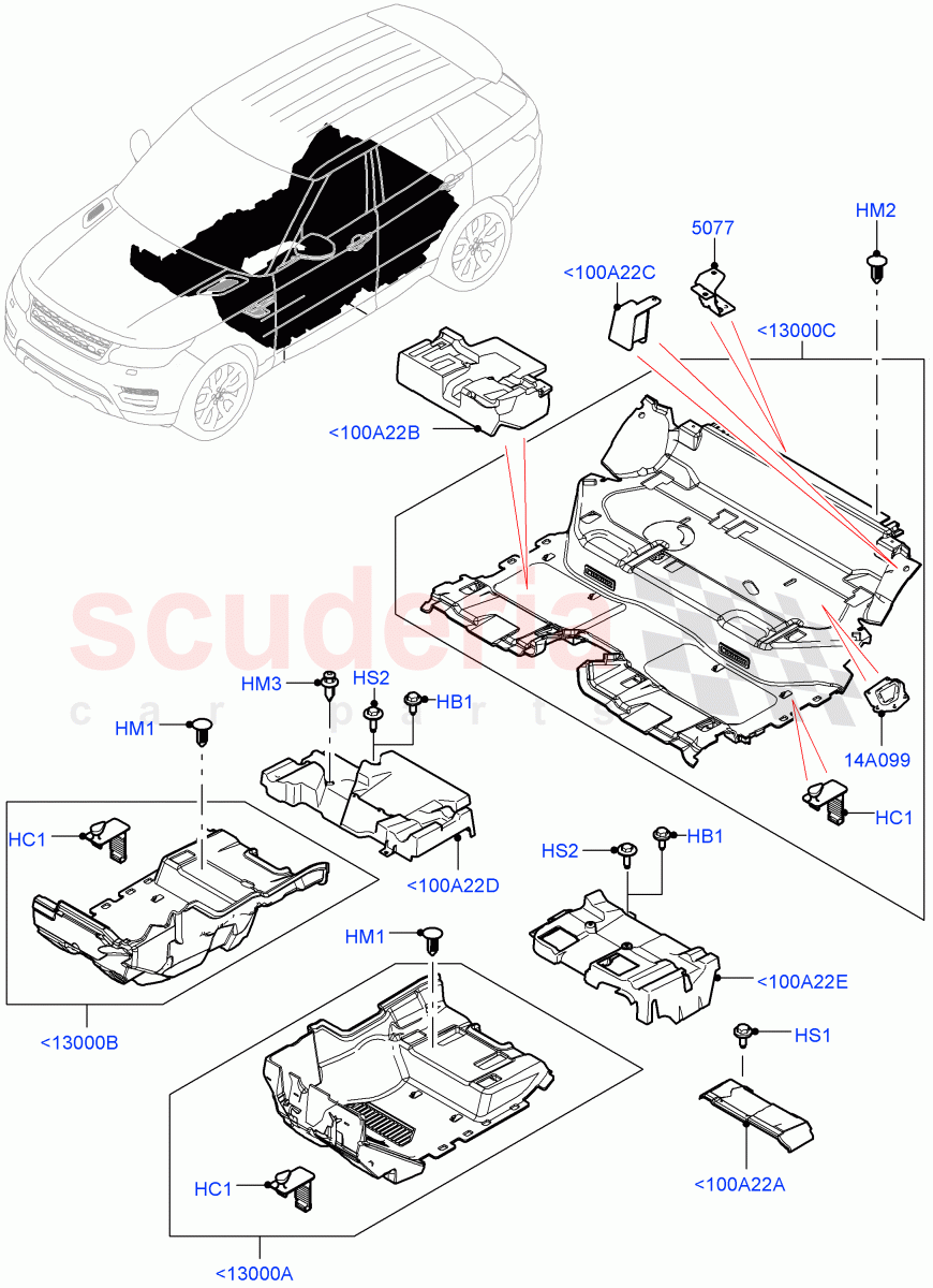 Floor Trim (Floor Carpets) (With 5 Seat Configuration) of Land Rover Land Rover Range Rover Sport (2014+) [2.0 Turbo Petrol AJ200P]