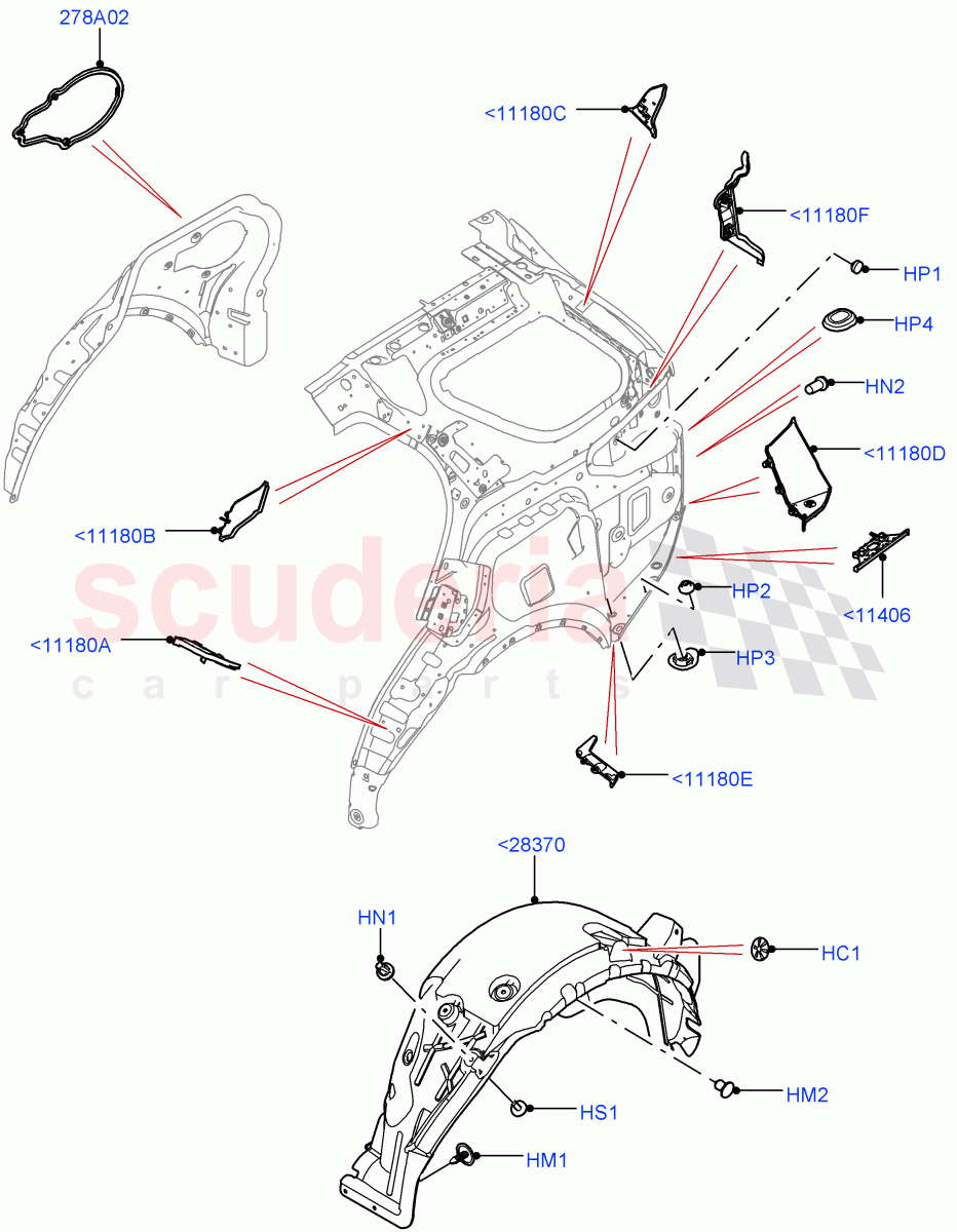 Side Panels - Inner(Nitra Plant Build, Wheelarch)((V)FROMK2000001) of Land Rover Land Rover Discovery 5 (2017+) [3.0 I6 Turbo Petrol AJ20P6]