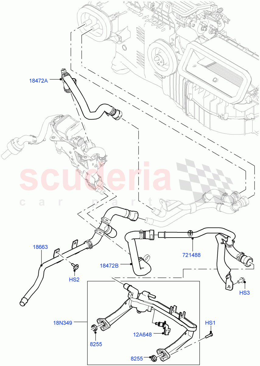 Heater Hoses(Front)(3.0L DOHC GDI SC V6 PETROL,Park Heating With Remote Control,With Park Heating)((V)FROMJA000001,(V)TOJA999999) of Land Rover Land Rover Range Rover (2012-2021) [3.0 I6 Turbo Diesel AJ20D6]