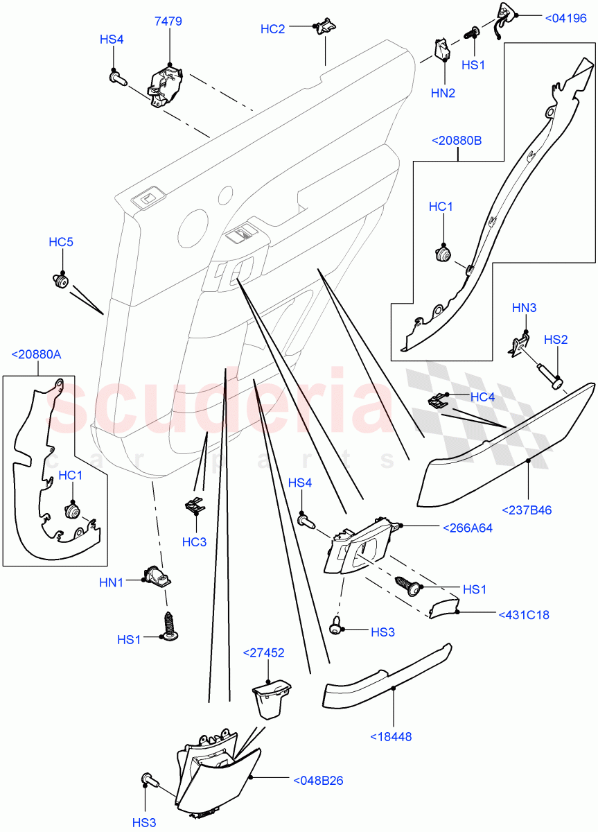 Rear Door Trim Installation (Finishers And Mouldings) (Standard Wheelbase) ((V) TOHA999999) of Land Rover Land Rover Range Rover (2012-2021) [2.0 Turbo Petrol GTDI]