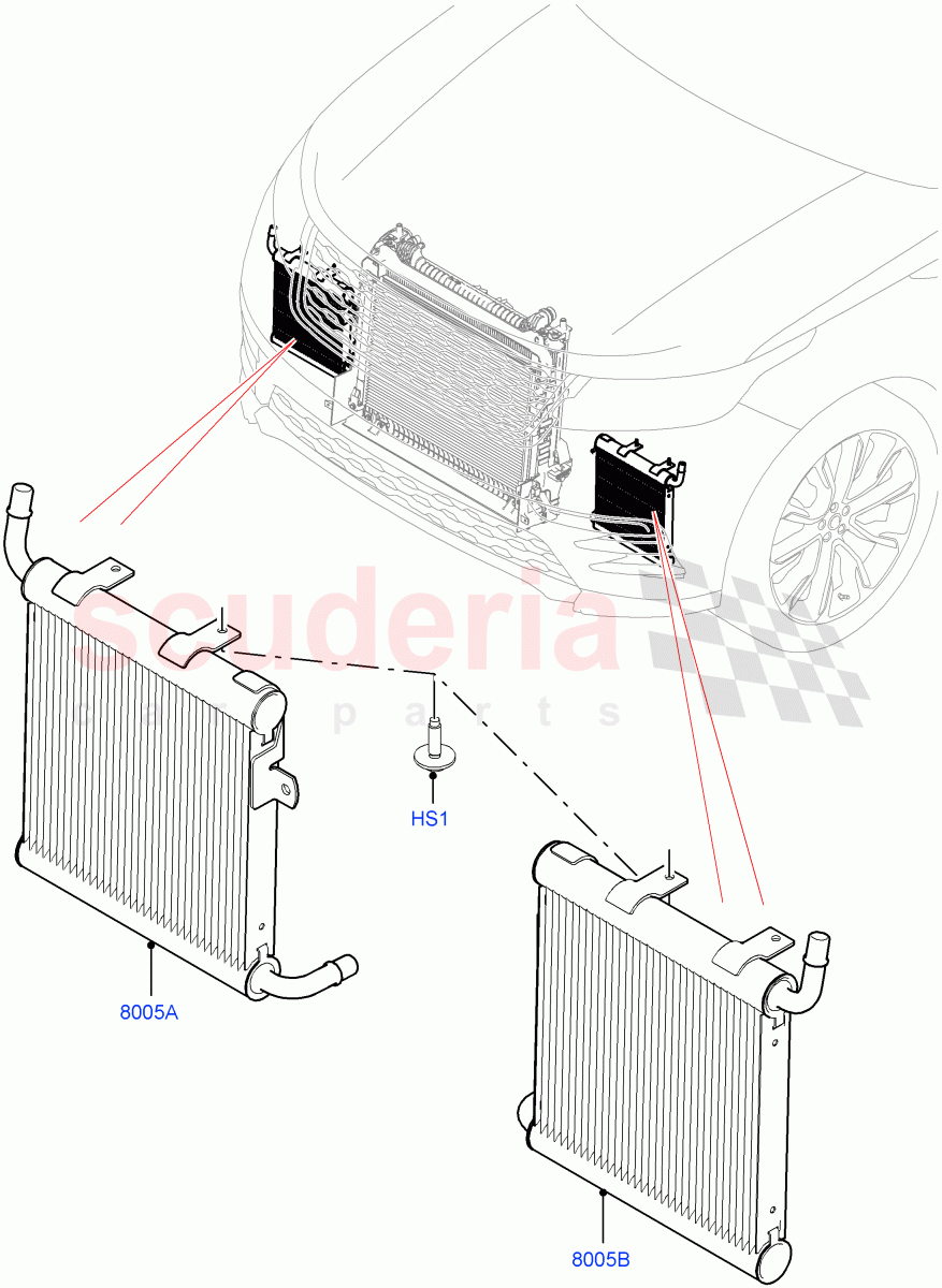 Radiator/Coolant Overflow Container(Auxiliary Unit)(2.0L I4 Mid DOHC AJ200 Petrol,With Standard Engine Cooling System,2.0L I4 High DOHC AJ200 Petrol,With Extra Engine Cooling System,2.0L AJ200P Hi PHEV) of Land Rover Land Rover Range Rover Velar (2017+) [2.0 Turbo Petrol AJ200P]