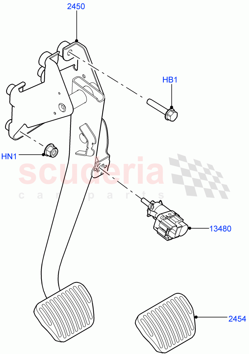 Brake And Clutch Controls (Nitra Plant Build) ((V) FROMK2000001) of Land Rover Land Rover Discovery 5 (2017+) [3.0 DOHC GDI SC V6 Petrol]