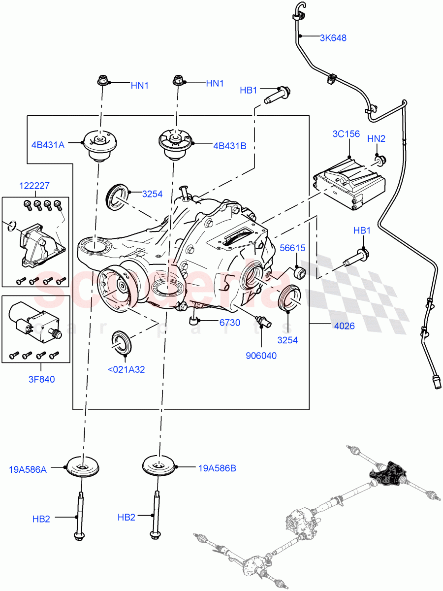Rear Axle (Nitra Plant Build) (Electronic Locking Differential) ((V) FROMK2000001, (V) TOL2999999) of Land Rover Land Rover Discovery 5 (2017+) [3.0 DOHC GDI SC V6 Petrol]