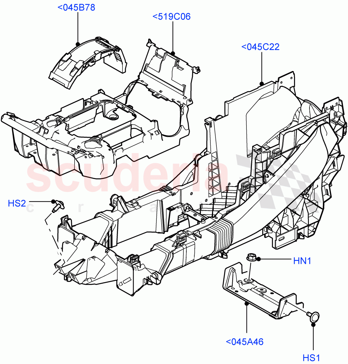 Console - Floor(Internal Components, For Carrier Assy)((V)FROMAA000001) of Land Rover Land Rover Discovery 4 (2010-2016) [5.0 OHC SGDI NA V8 Petrol]