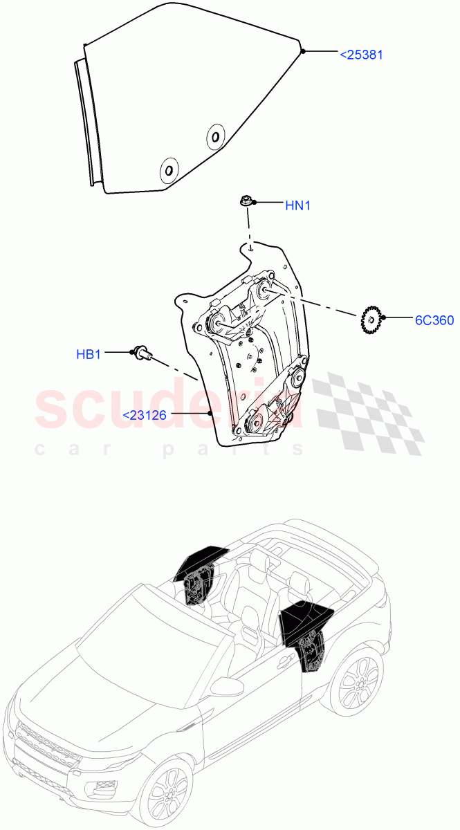 Rear Door Glass And Window Controls(2 Door Convertible,Halewood (UK)) of Land Rover Land Rover Range Rover Evoque (2012-2018) [2.0 Turbo Petrol AJ200P]