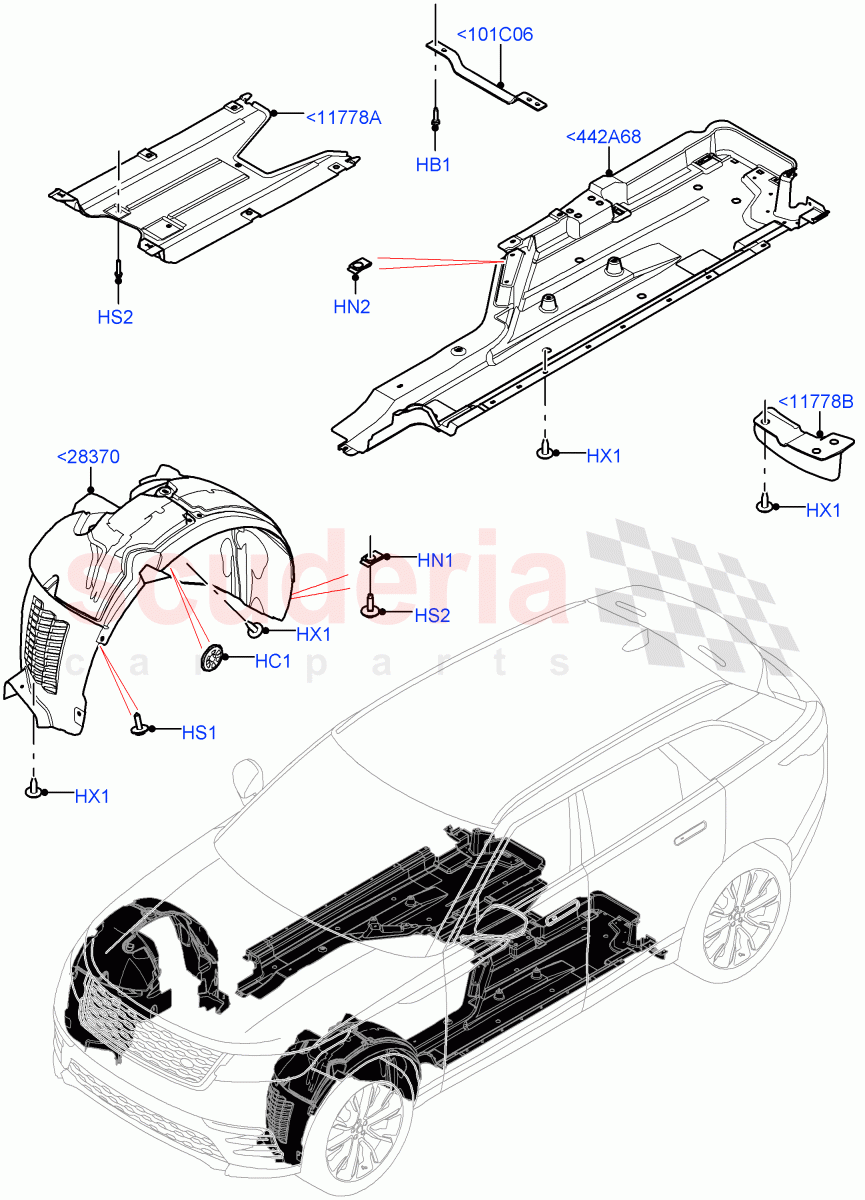 Front Panels, Aprons & Side Members(Wheelhouse) of Land Rover Land Rover Range Rover Velar (2017+) [3.0 I6 Turbo Diesel AJ20D6]