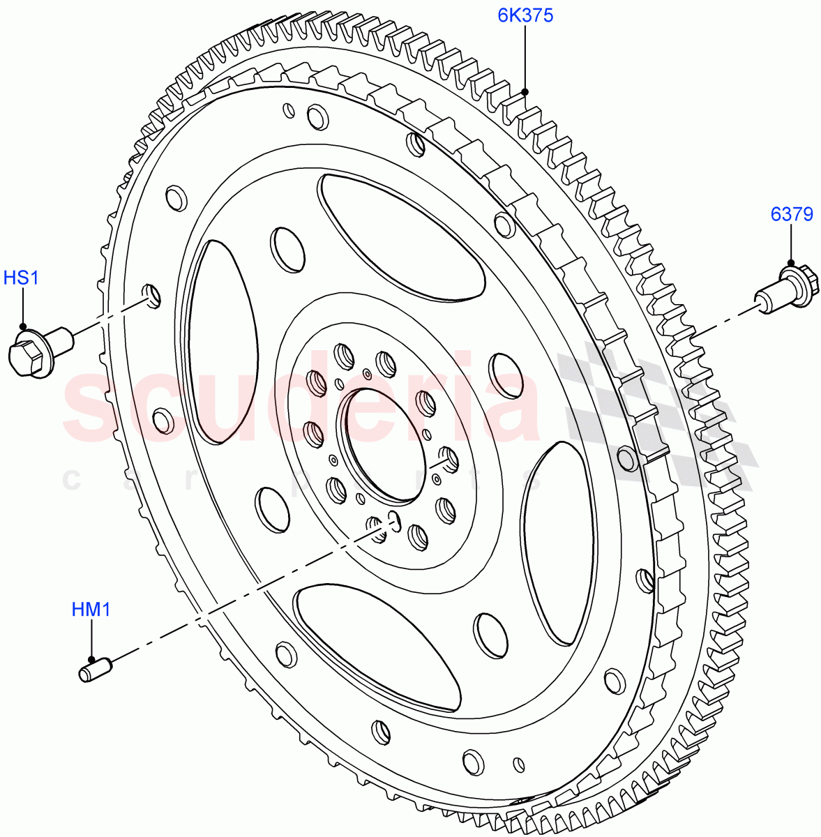 Flywheel (Solihull Plant Build) (3.0L DOHC GDI SC V6 PETROL) ((V) FROMEA000001) of Land Rover Land Rover Discovery 5 (2017+) [3.0 DOHC GDI SC V6 Petrol]