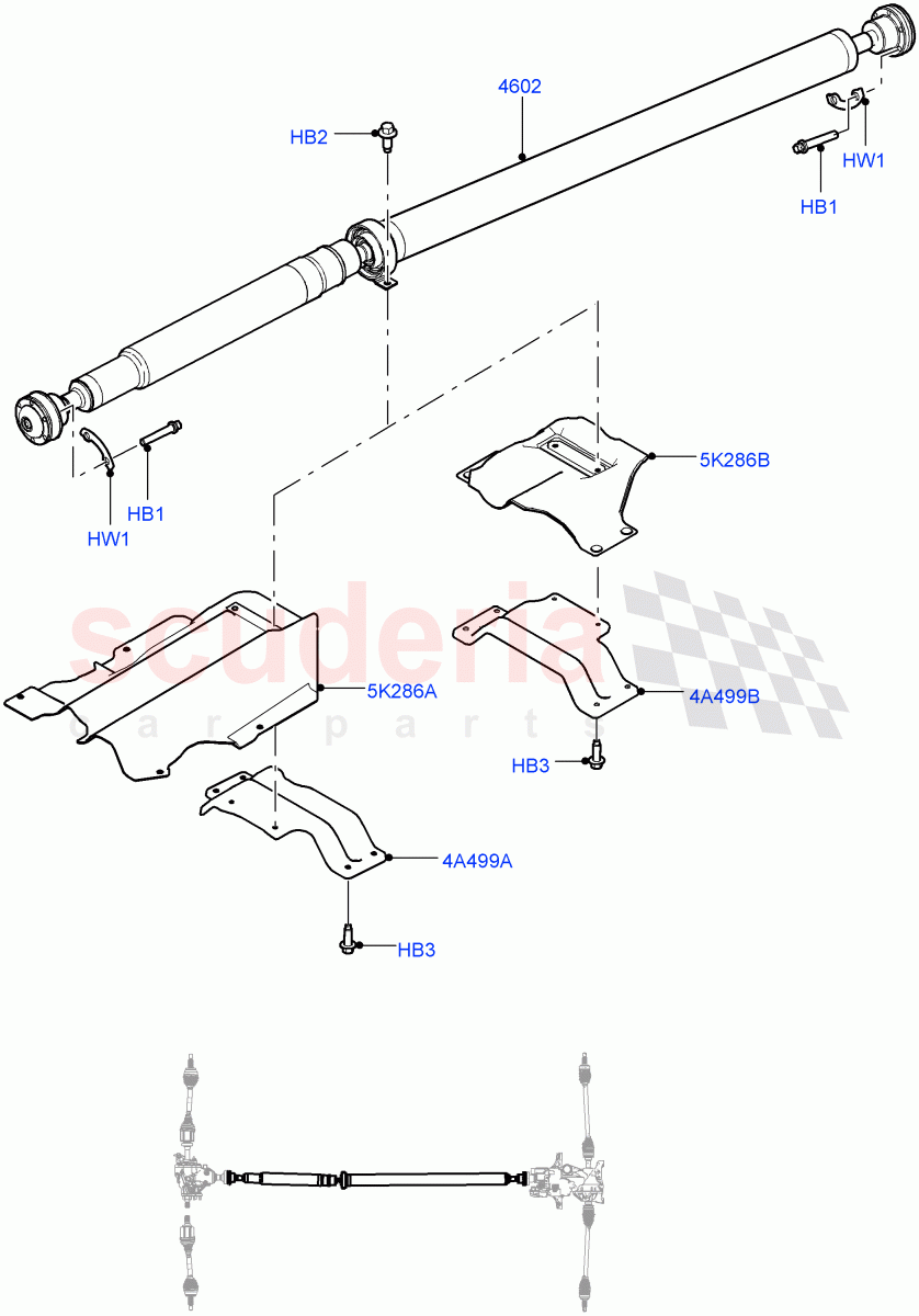 Drive Shaft - Rear Axle Drive(Propshaft)(Halewood (UK),Efficient Driveline)((V)FROMGH000001,(V)TOKH999999) of Land Rover Land Rover Discovery Sport (2015+) [2.2 Single Turbo Diesel]