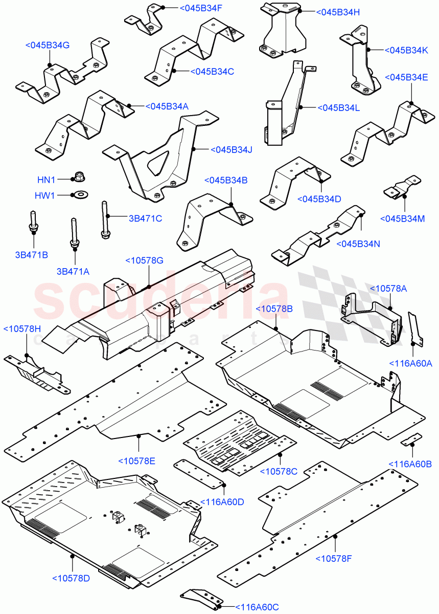 Floor Pan - Centre And Rear(Steel Floor)(Armoured)((V)FROMJA000001) of Land Rover Land Rover Range Rover (2012-2021) [3.0 DOHC GDI SC V6 Petrol]