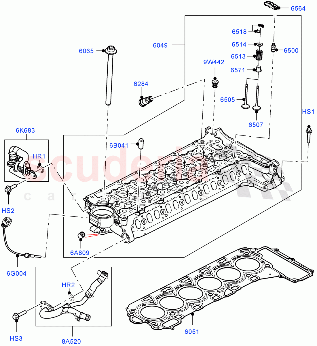 Cylinder Head (3.0L AJ20D6 Diesel High) ((V) FROMLA000001) of Land Rover Land Rover Range Rover Velar (2017+) [3.0 I6 Turbo Diesel AJ20D6]