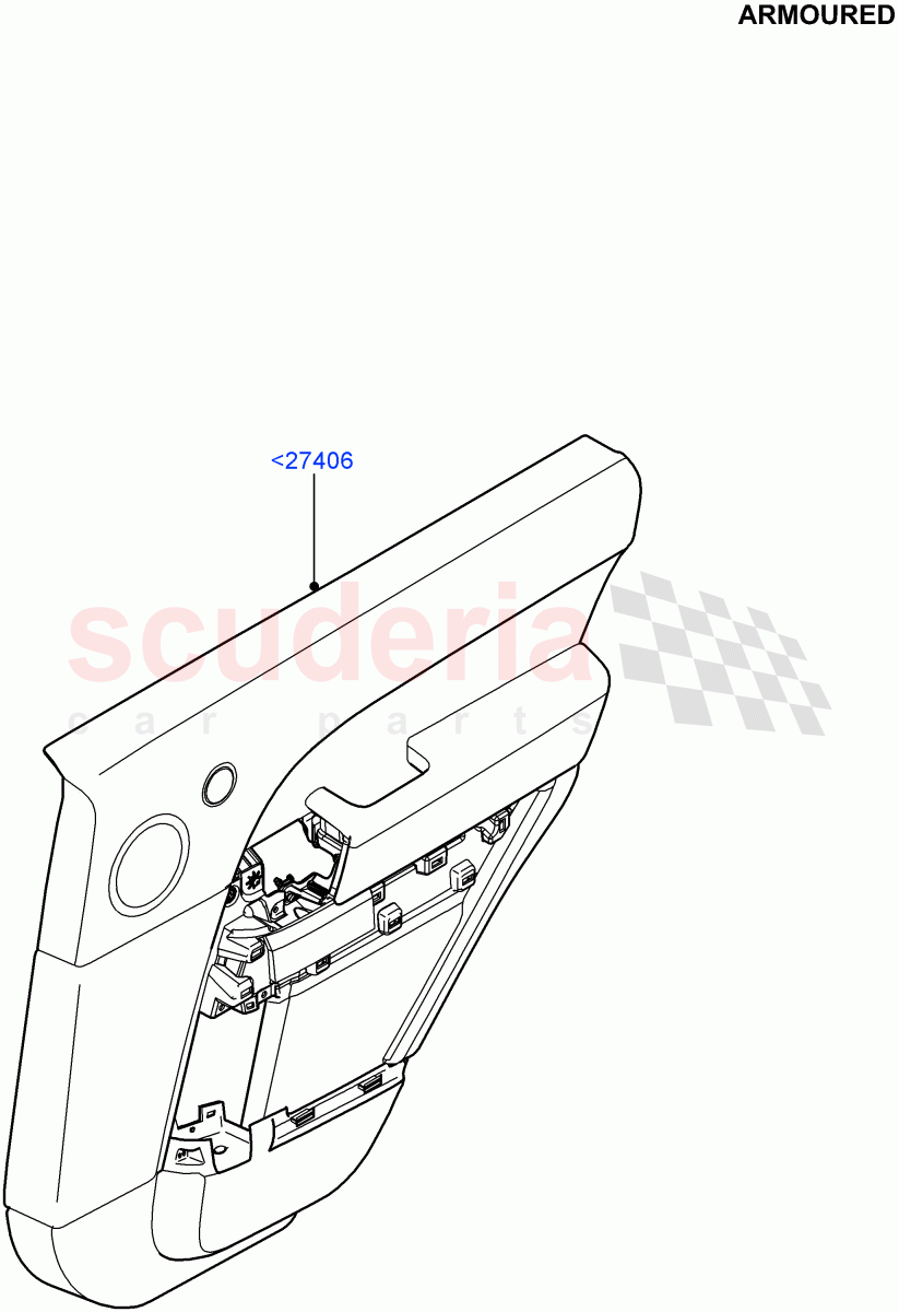 Rear Door Trim Panels(Armoured)((V)FROMEA000001) of Land Rover Land Rover Range Rover (2012-2021) [5.0 OHC SGDI SC V8 Petrol]