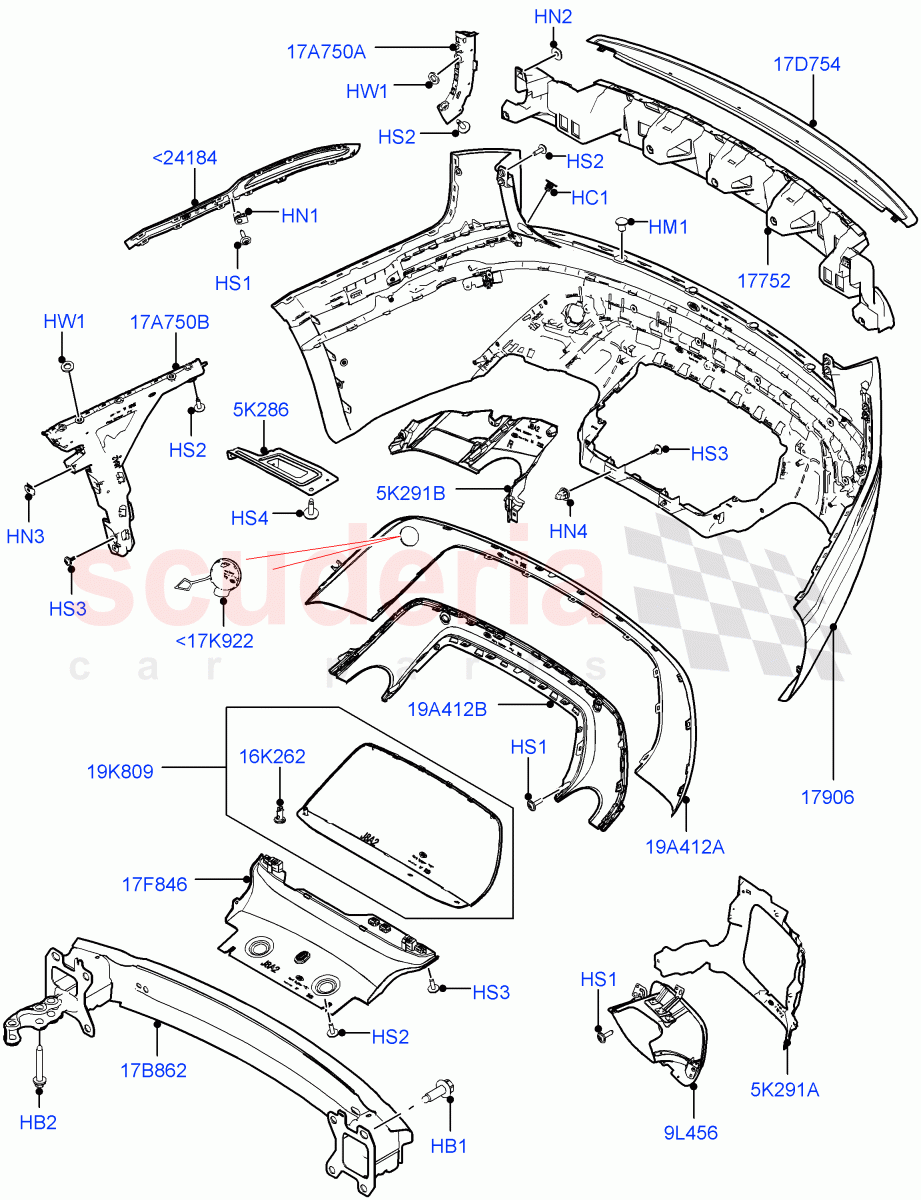 Rear Bumper(Version - Core,Version - R-Dynamic) of Land Rover Land Rover Range Rover Velar (2017+) [3.0 Diesel 24V DOHC TC]