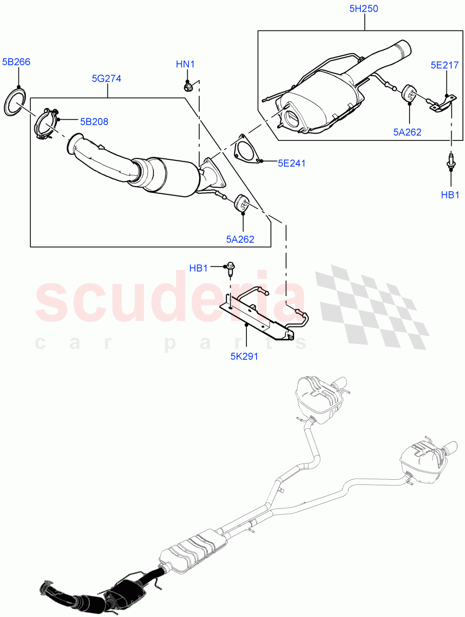 Exhaust System (Front Section) (2.2L CR DI 16V Diesel, EU5 Emission With DPF Type 2, With 5 Seat Configuration, Stage V Plus DPF, Proconve L6 Emissions) of Land Rover Land Rover Discovery Sport (2015+) [2.2 Single Turbo Diesel]