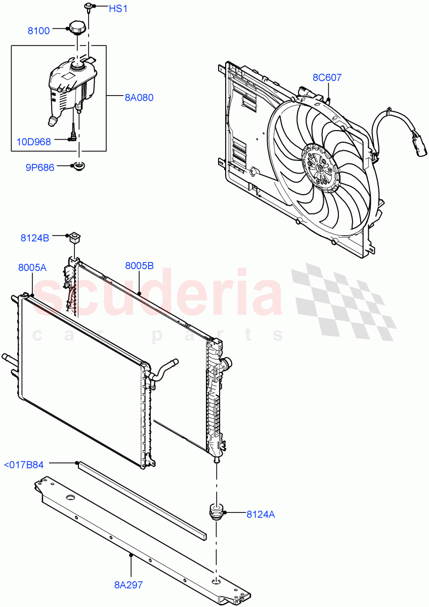 Radiator/Coolant Overflow Container(9 Speed Auto Trans 9HP50,Changsu (China)) of Land Rover Land Rover Discovery Sport (2015+) [2.0 Turbo Petrol AJ200P]